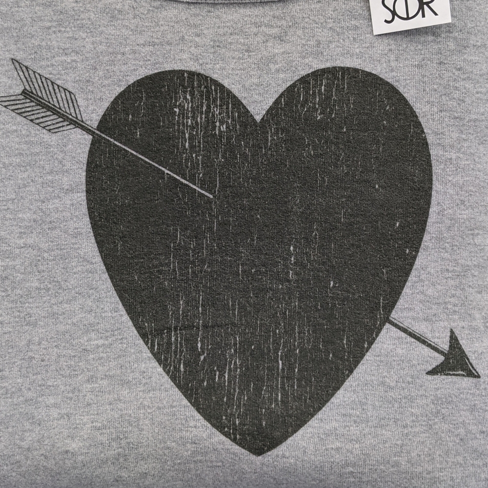Chaser Pullover Heart Print Long Sleeve Scoop Neck Lounge Heather Grey M NWT - Picture 6 of 15
